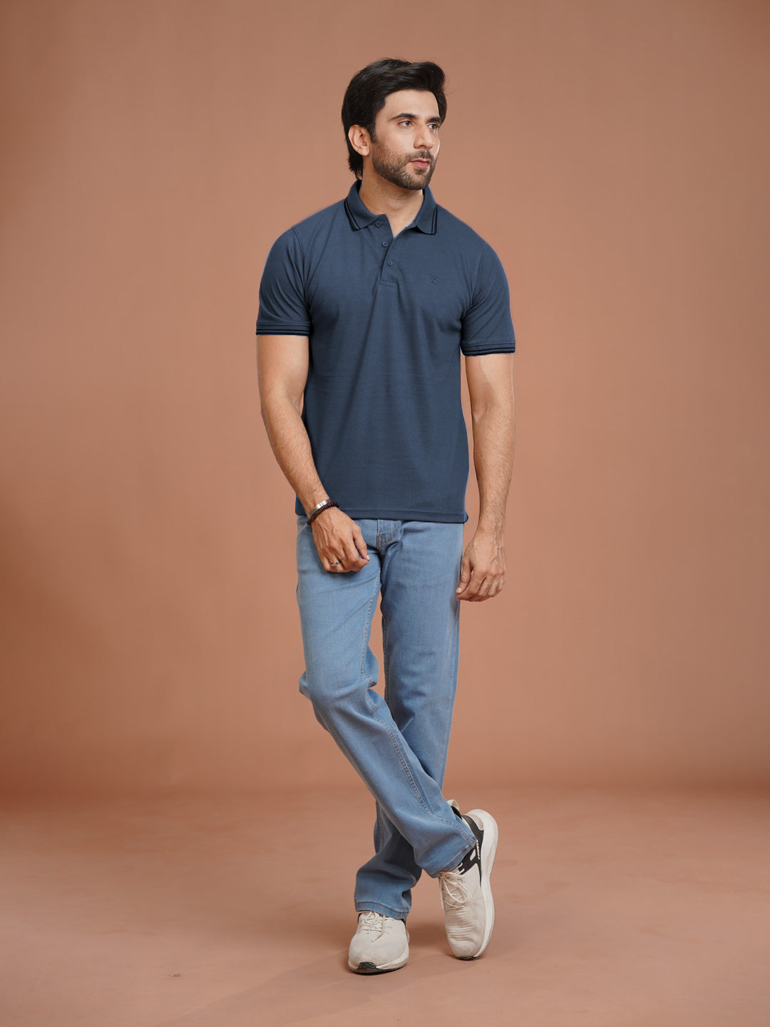 Poseidon Plain Contrast Tipping Half Sleeves Polo T-Shirt (POLO-1097)