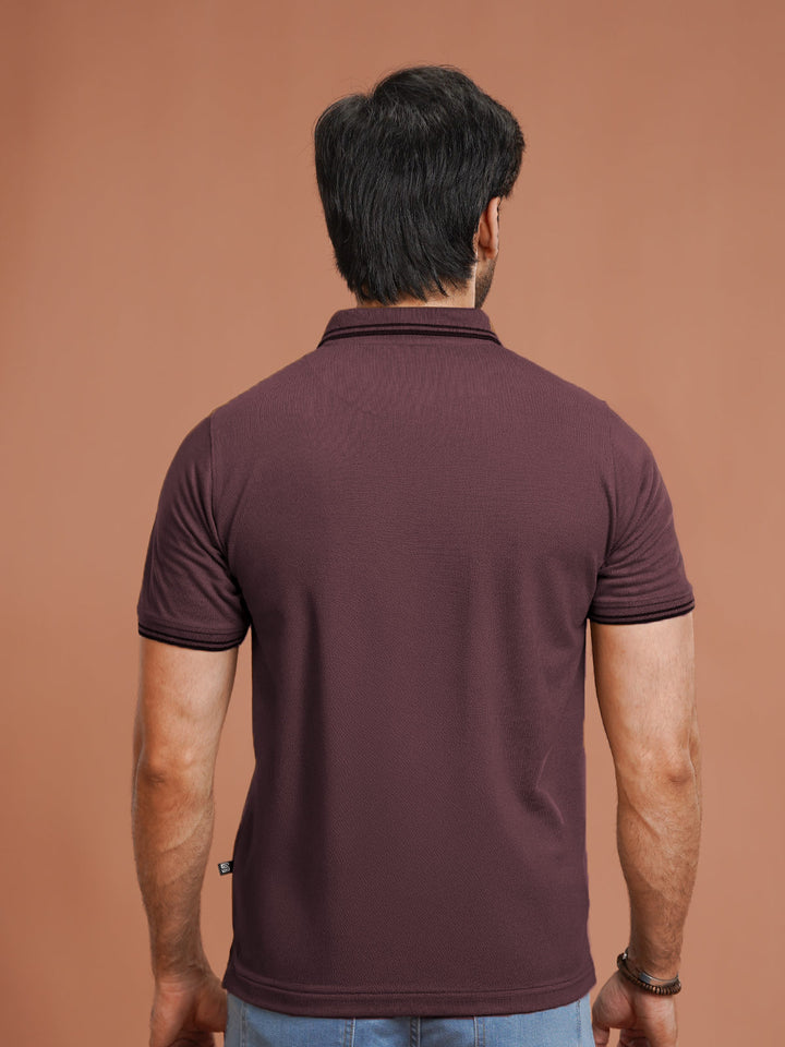 Maroon Plain Contrast Tipping Half Sleeves Polo T-Shirt (POLO-1103)
