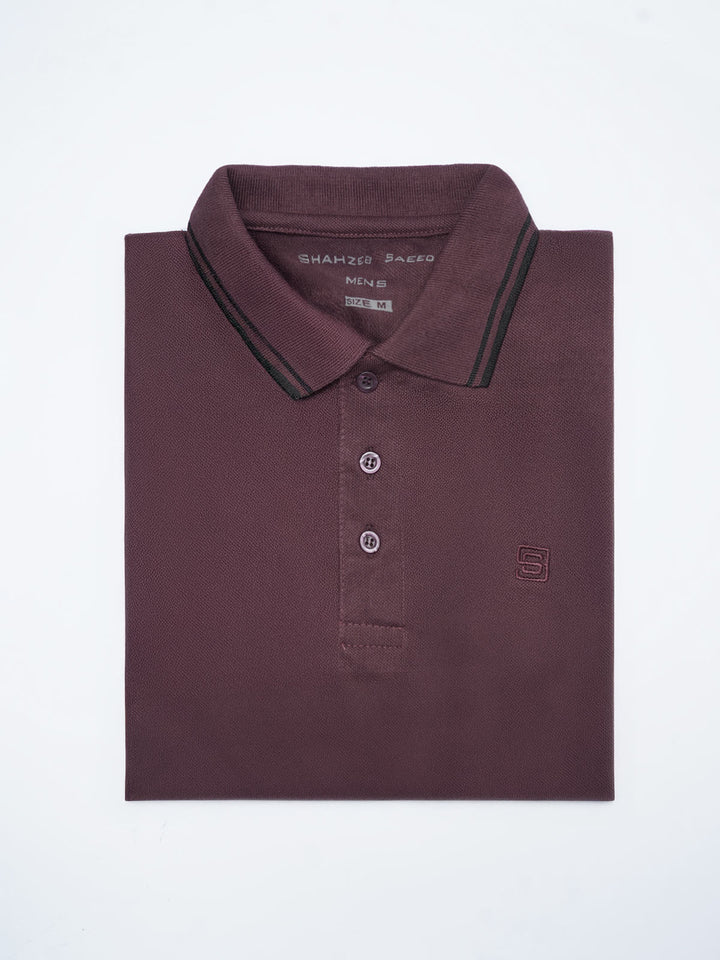 Maroon Plain Contrast Tipping Half Sleeves Polo T-Shirt (POLO-1103)