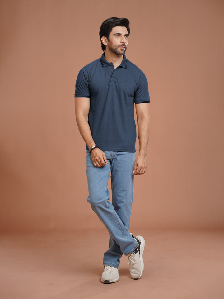 Poseidon Plain Contrast Tipping Half Sleeves Polo T-Shirt (POLO-1106)