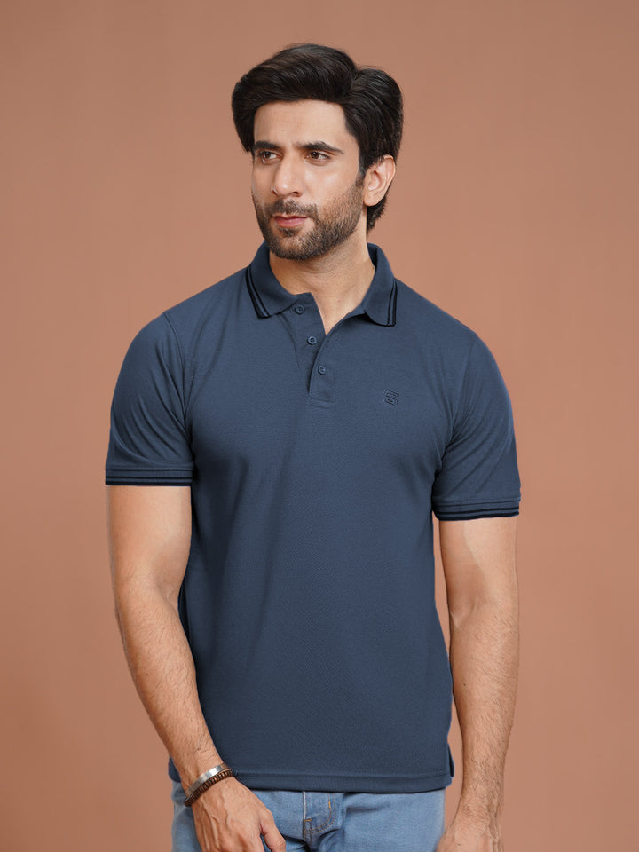 Poseidon Plain Contrast Tipping Half Sleeves Polo T-Shirt (POLO-1106)