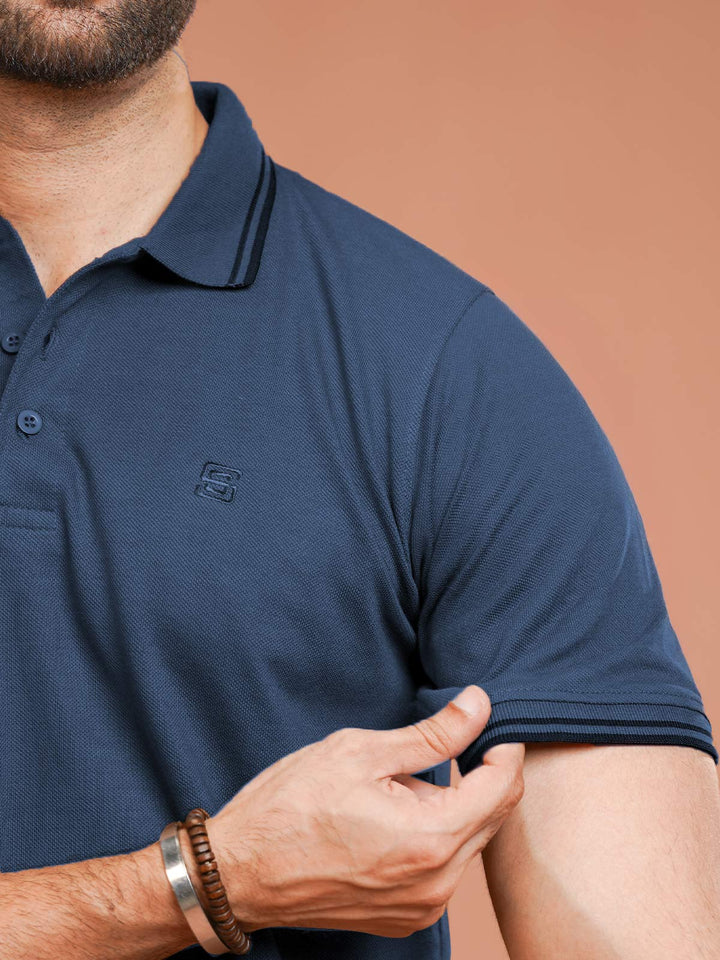 Poseidon Plain Contrast Tipping Half Sleeves Polo T-Shirt (POLO-1106)