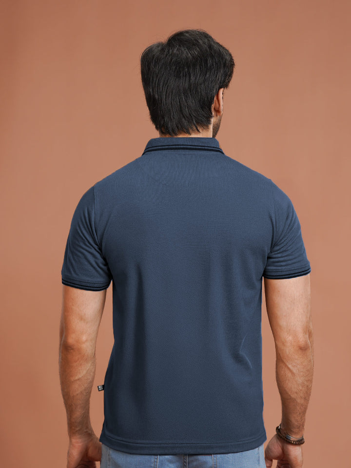 Poseidon Plain Contrast Tipping Half Sleeves Polo T-Shirt (POLO-1106)