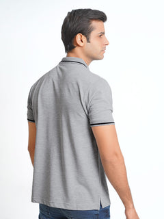 Light Grey Classic Half Sleeves Cotton Polo T-Shirt (POLO-566)