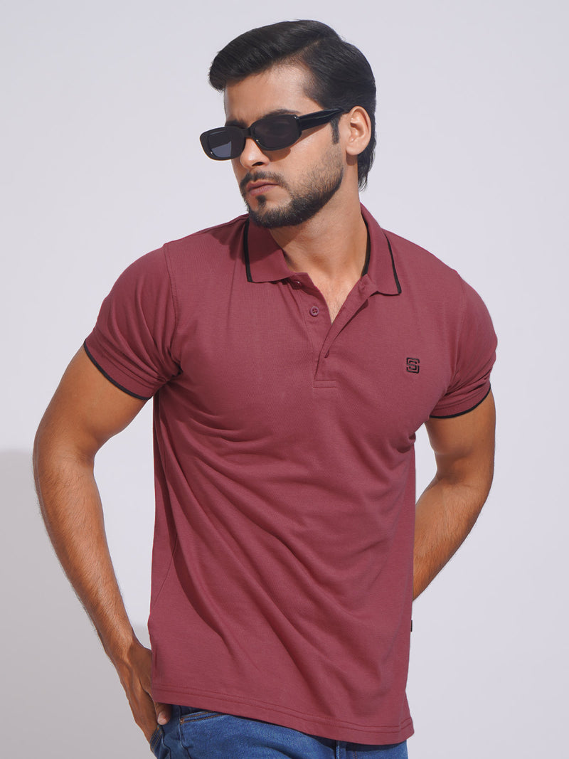 American Beauty Contrast Tipping Half Sleeves Cotton Jersey Polo T-Shirt (POLO-630)