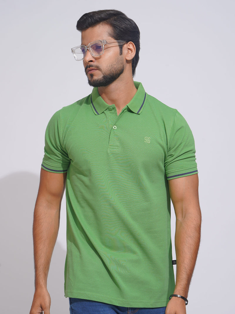Salted Lime Classic Half Sleeves Cotton Polo T-Shirt (POLO-643)