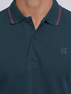 Posidon Blue Classic Half Sleeves Cotton Polo T-Shirt (POLO-647)