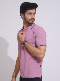 Mauve Orchid Classic Half Sleeves Cotton Polo T-Shirt (POLO-654)