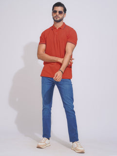 Orange Classic Half Sleeves Cotton Polo T-Shirt (POLO-659)