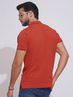 Orange Classic Half Sleeves Cotton Polo T-Shirt (POLO-659)