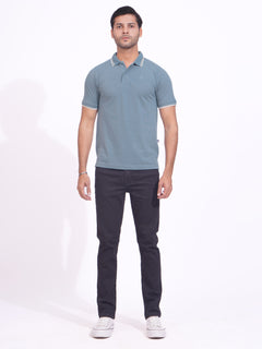 Citadel Dry Chronus Blue Contrast Tipping Half Sleeves Cotton Jersey Polo T-Shirt (POLO-696)