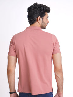 Tea Pink Half Sleeves Designer Polo T-Shirt (POLO-702)