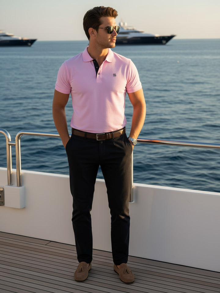 Lovely Pink Half Sleeves Designer Polo T-Shirt (POLO-705)