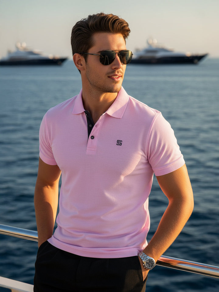 Lovely Pink Half Sleeves Designer Polo T-Shirt (POLO-705)