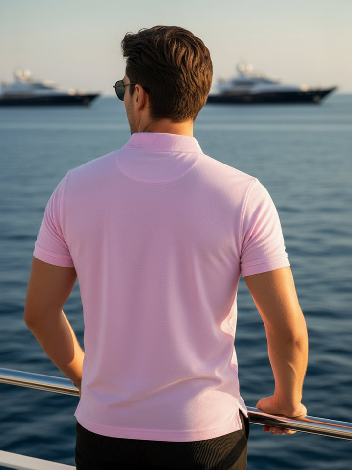 Lovely Pink Half Sleeves Designer Polo T-Shirt (POLO-705)