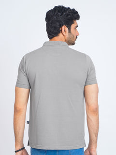Grey Half Sleeves Designer Polo T-Shirt (POLO-707)