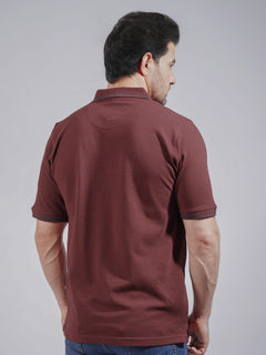 Maroon Classic Half Sleeves Cotton Polo T-Shirt (POLO-742)