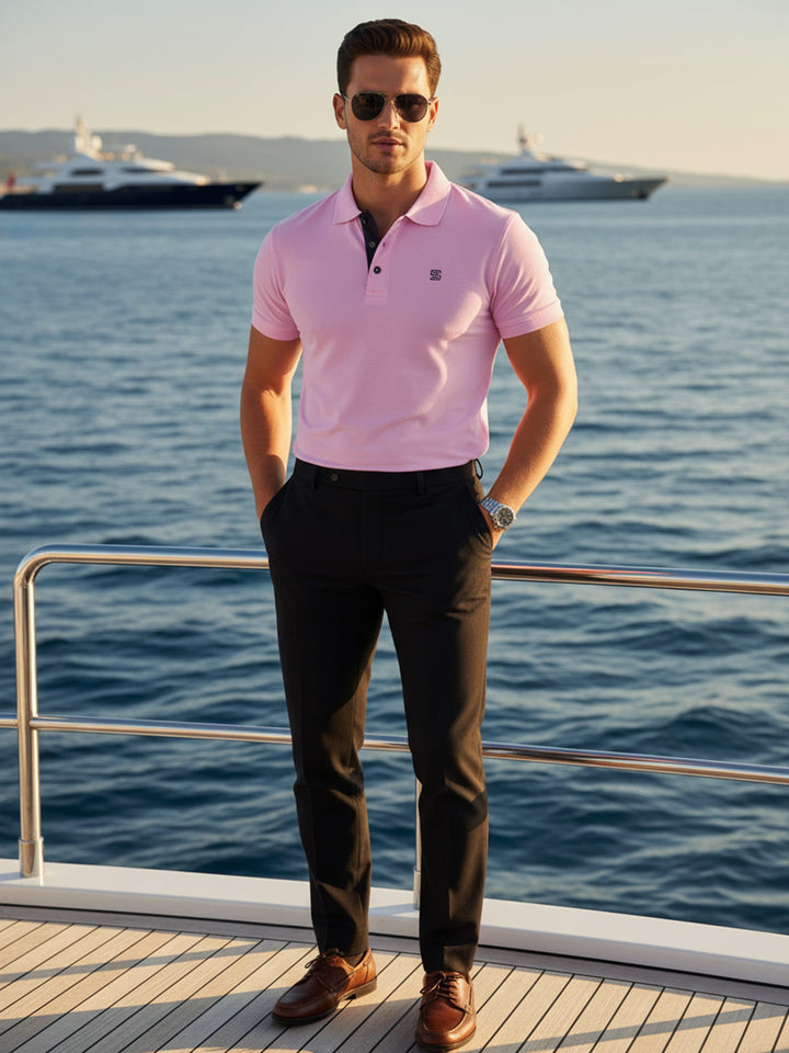 Pink Half Sleeves Designer Polo T-Shirt (POLO-765)