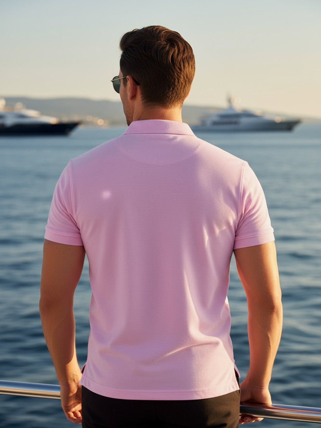 Pink Half Sleeves Designer Polo T-Shirt (POLO-765)