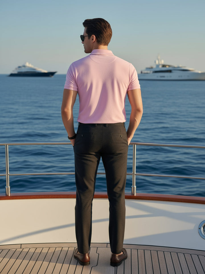 Light Pink Half Sleeves Designer Polo T-Shirt (POLO-831)