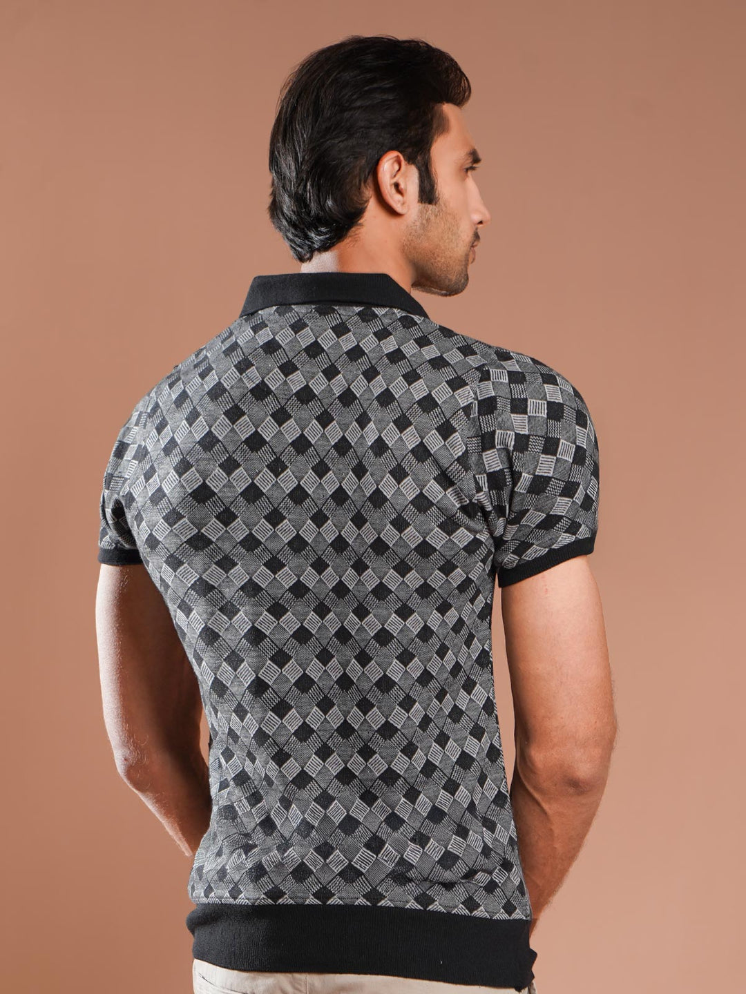 Black Half Sleeves Premium Jacquard Polo (POLO-929)