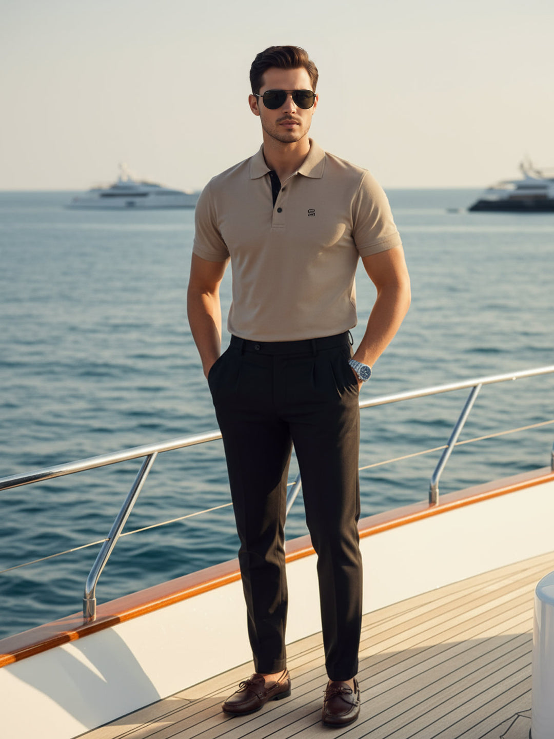 Stone Half Sleeves Designer Polo T-Shirt (POLO-932)