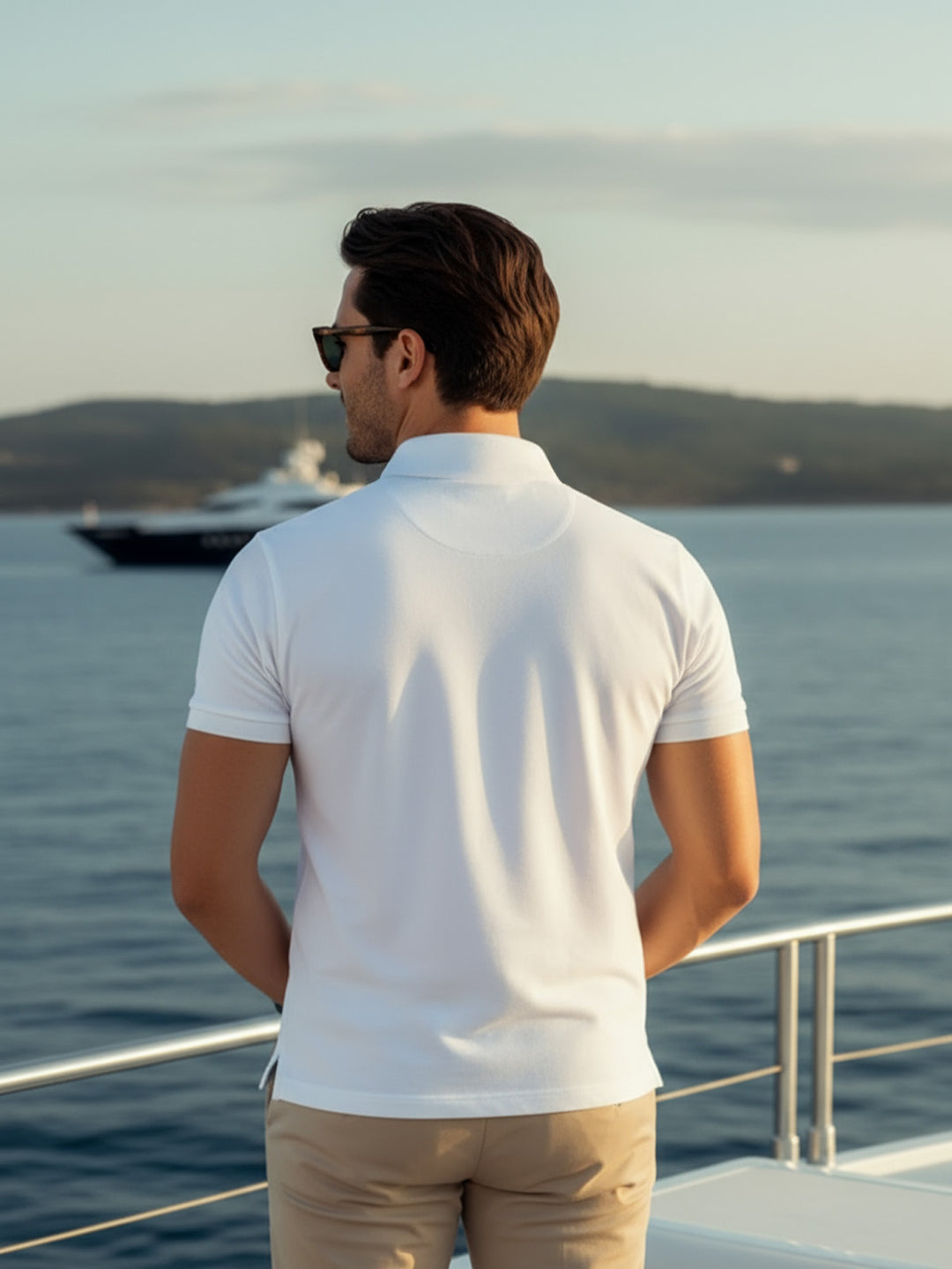 White Half Sleeves Designer Polo T-Shirt (POLO-933)