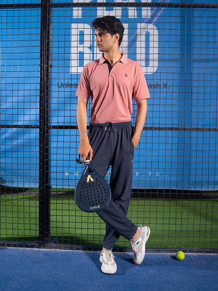 Tea-Pink Half Sleeves Designer Polo T-Shirt (POLO-934)