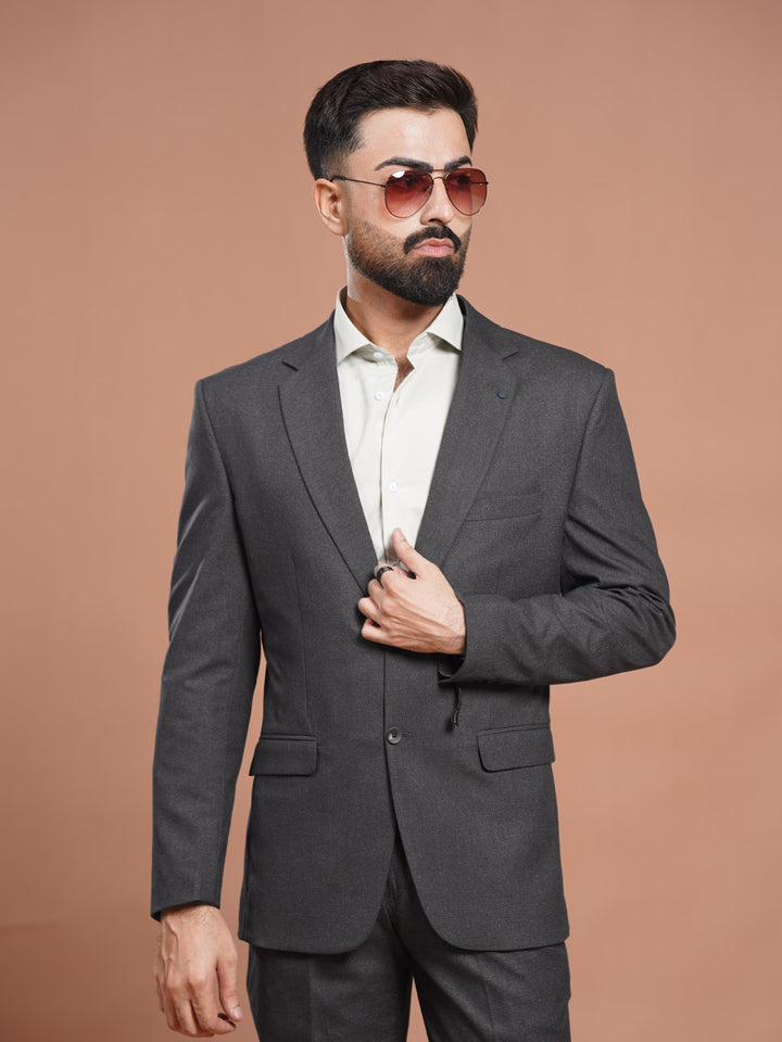 Charcoal Self Two Piece Suit (SF-105)