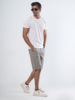 Light Grey Plain Men's Summer Cotton Shorts (Shorts-19)