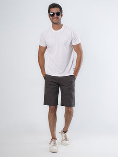 Dark Brown Plain Men's Summer Cotton Shorts (Shorts-22)
