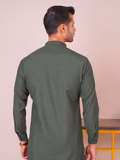Olive Green Self Exclusive Range Designer Kurta Pajama  (SK-498)