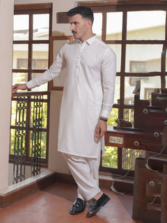Off White Self Exclusive Range Designer Shalwar Kameez  (SK-509)