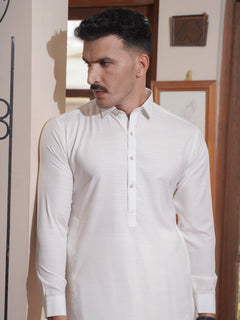 Off White Self Exclusive Range Designer Shalwar Kameez  (SK-509)