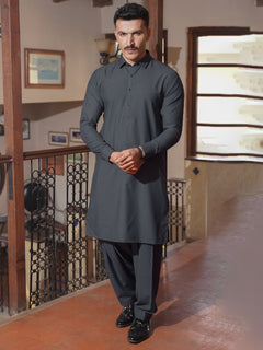 Dark Grey Self Exclusive Range Designer Shalwar Kameez  (SK-510)