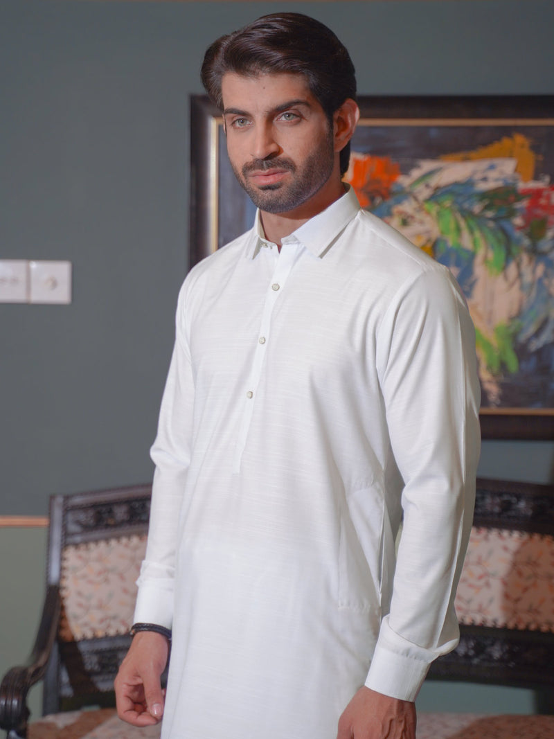 White Self Exclusive Range Designer Shalwar Kameez  (SK-511)