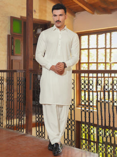 Off White Self Exclusive Range Designer Shalwar Kameez  (SK-526)