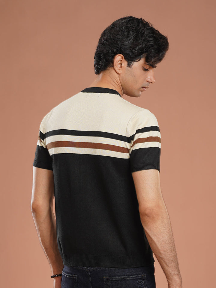 Fawn & Black Premium Knitted Crew Neck T-Shirt (SKCN-040)