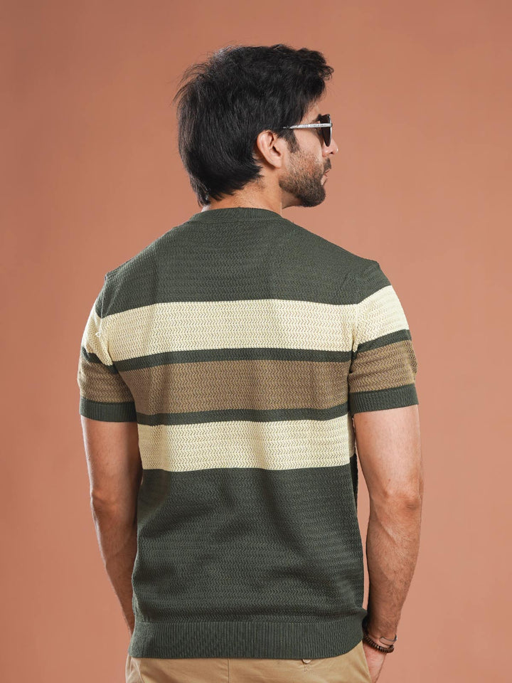 Green & Fawn Premium Knitted Crew Neck T-Shirt (SKCN-041)