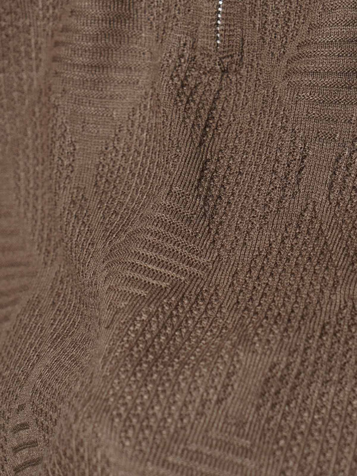 Brown Sweater Knitted Zipper Polo (SKZP-016)