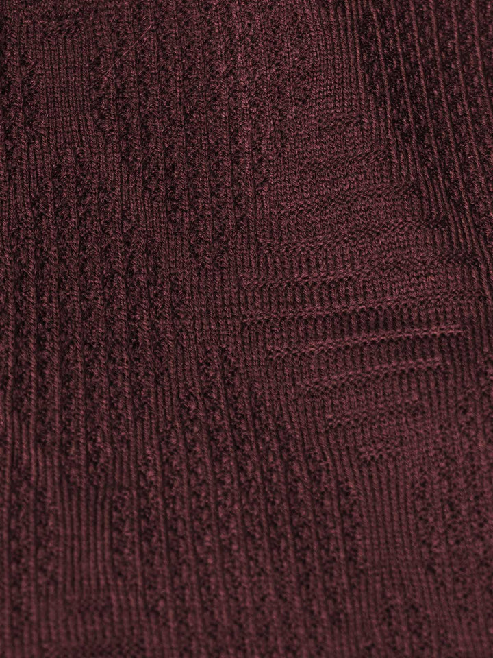 Burgundy Sweater Knitted Zipper Polo (SKZP-019)