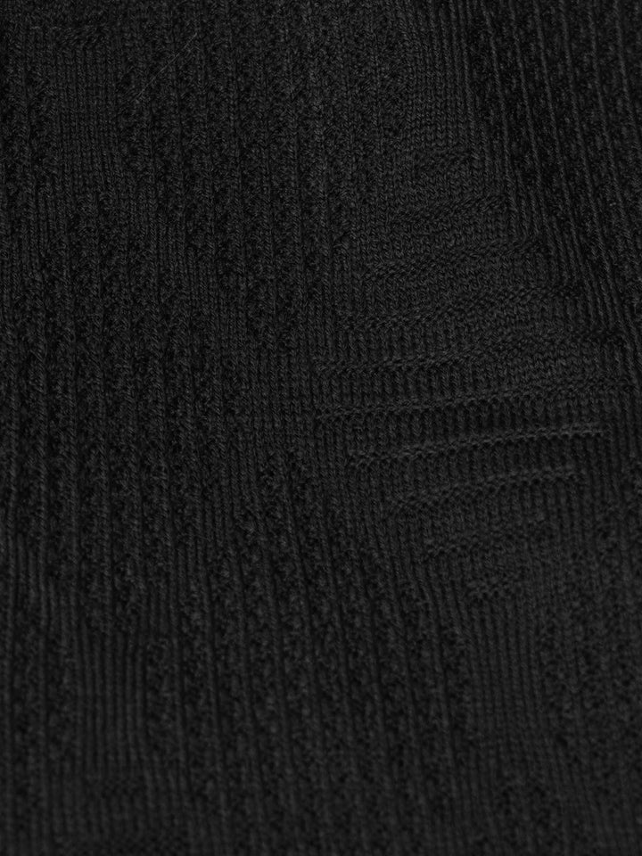 Black Sweater Knitted Zipper Polo (SKZP-020)