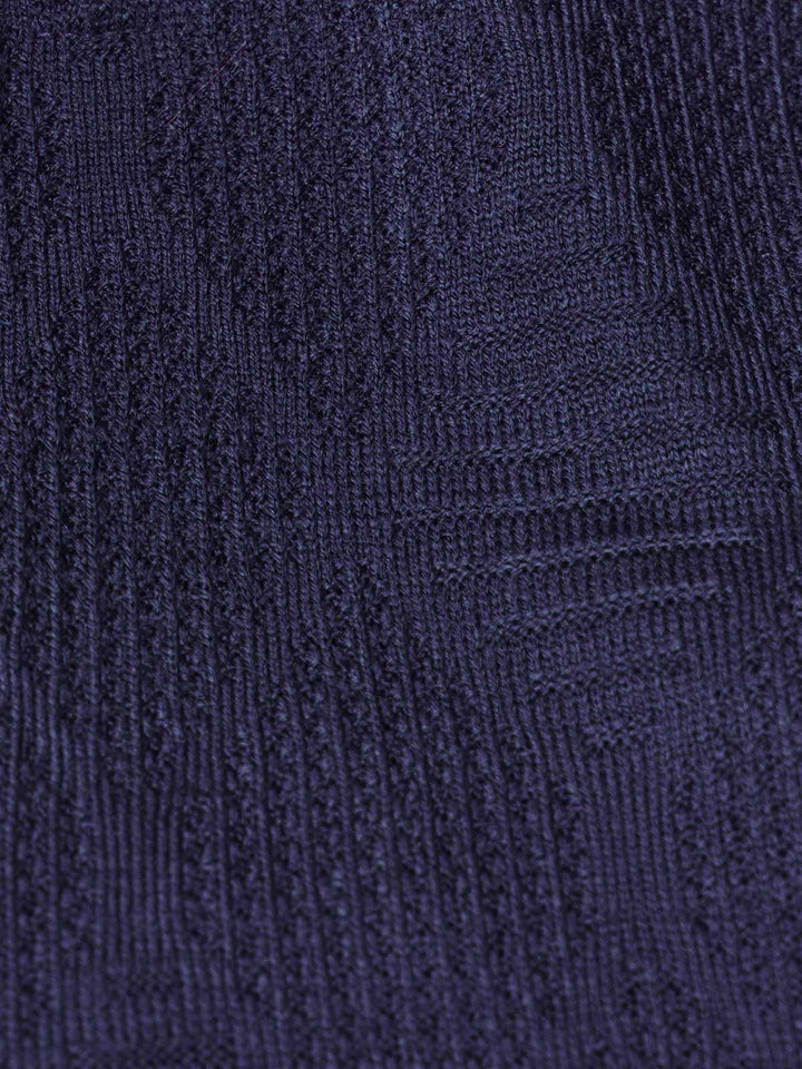 Navy Blue Sweater Knitted Zipper Polo (SKZP-021)