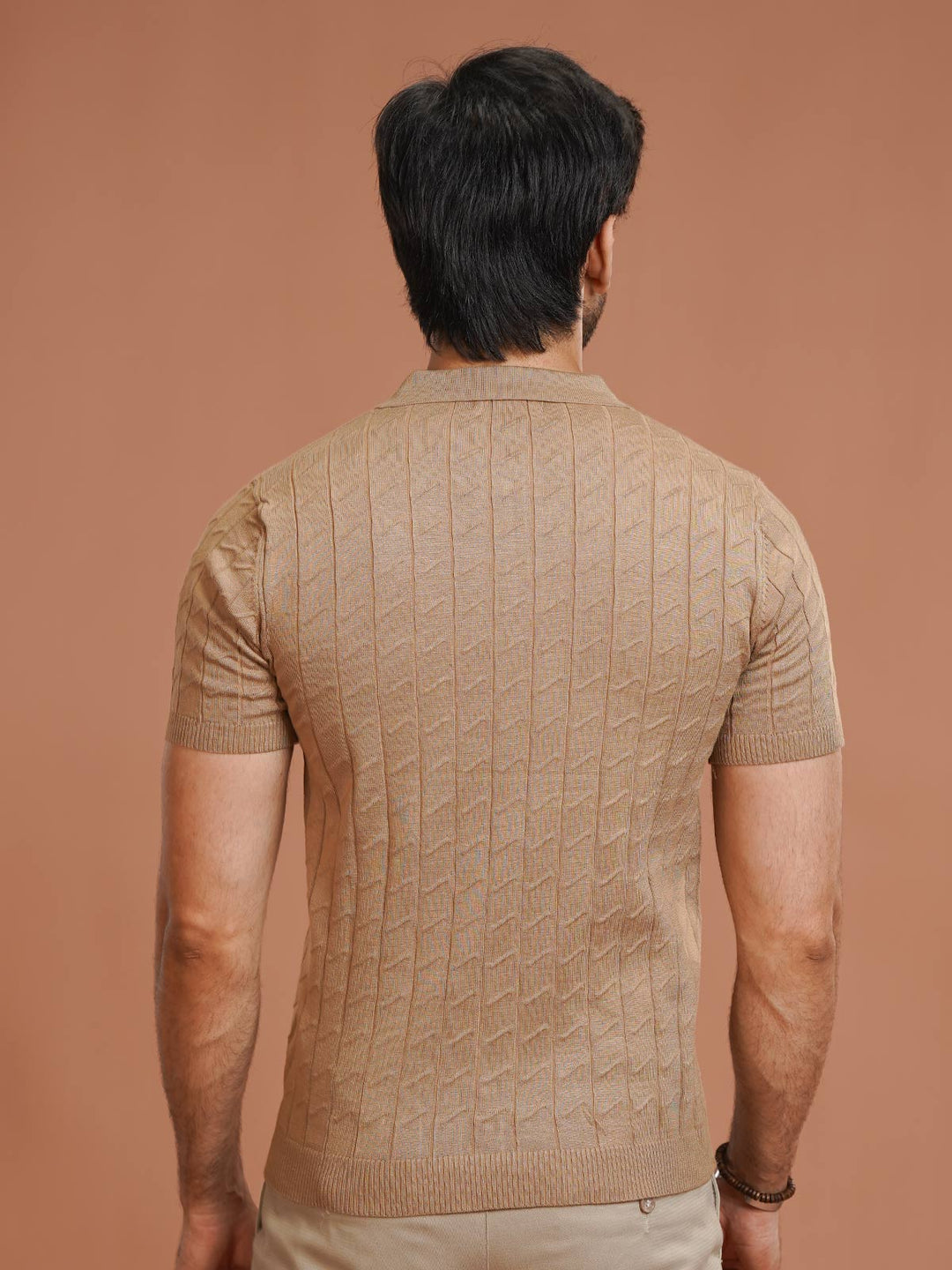 Camel Sweater Knitted Zipper Polo (SKZP-027)