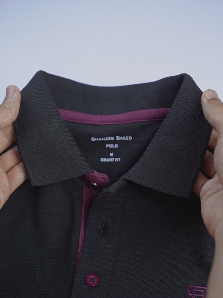 Black Half Sleeves Designer Polo T-Shirt (POLO-1081)