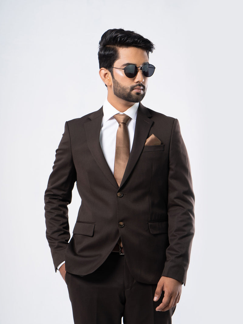 Chocolate Brown Single-Breasted Tailored Fit Two Piece Turkish Suit (SUIT-84)