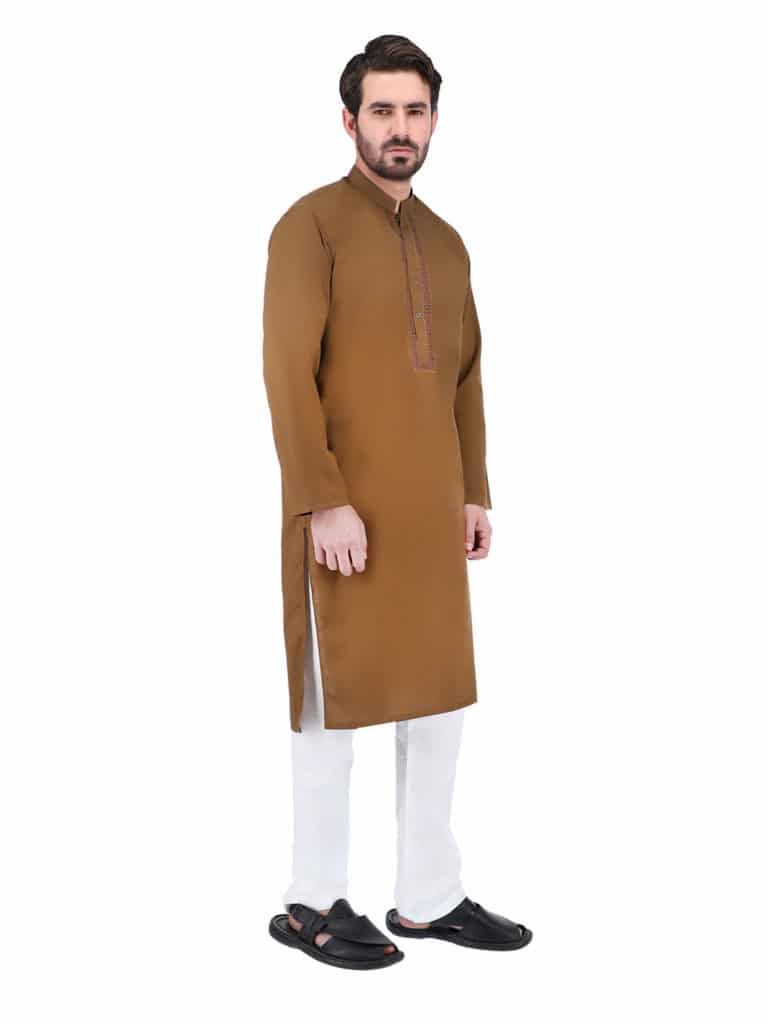 Remain Comfort and Stylish In Brown Kurta White Pajama