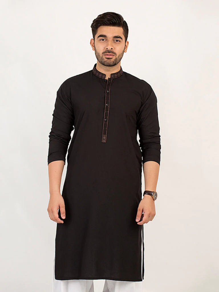 Black Kurta Pajama For Men is An Impressive Outfit l Shahzeb Saeed