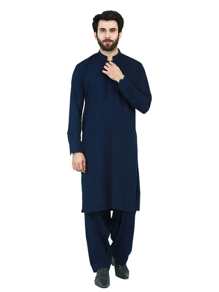 A Modern Fashion Win through Navy Blue Shalwar Kameez Gent Styles