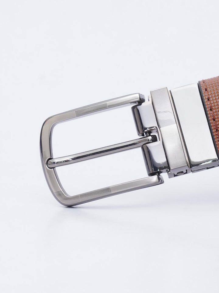 Light Brown & Black Textured Reversible Leather Belt (BELT-605)